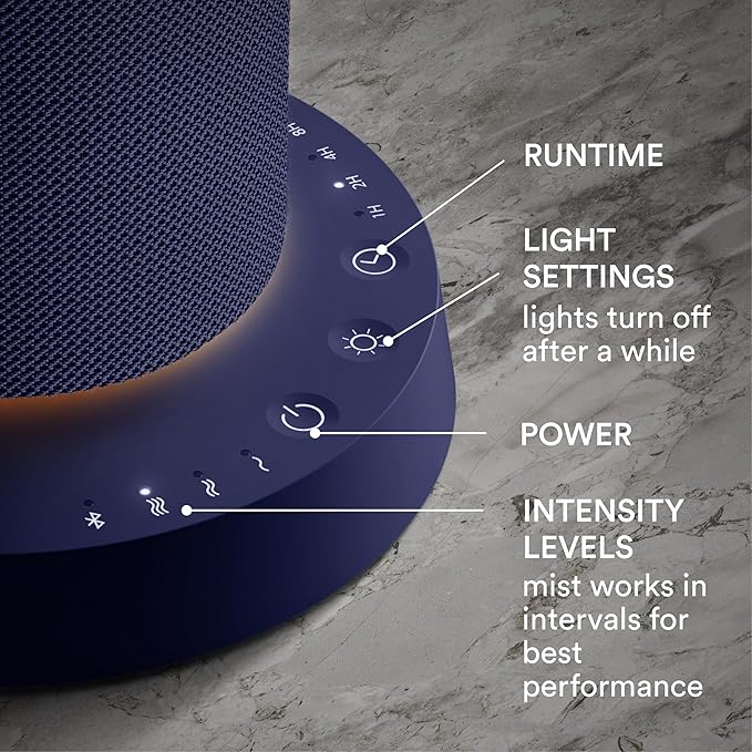 Homedics SereneScent Waterless Essential Oil Diffuser, Cordless Rechargeable Aromatherapy Diffuser for Home, Large Room Scent Machine, Timer, App Control, 6 LED Lights, No Water Needed, Future Dusk