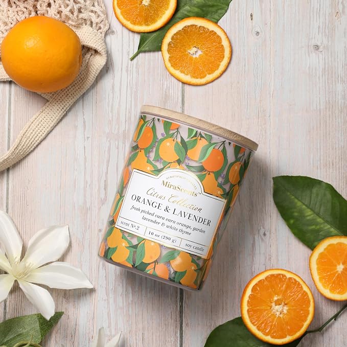Citrus Candle - Orange & Lavender Scented Candles - Summer Candles for Home & Kitchen,Soy Wax Scented Candle,10oz