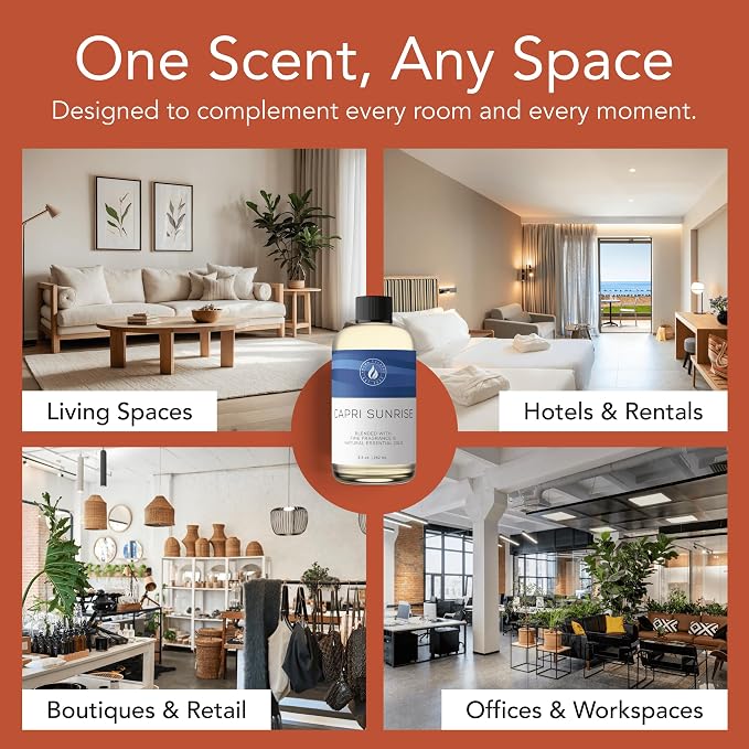Aroma Country Capri Sunrise Diffuser Oil - Volcano Inspired- Luxury Essential Oils for Diffuser Refill & Air Freshener Room Spray, Long-Lasting, Natural Home Fragrance for Scent Machines (24 Fl oz)