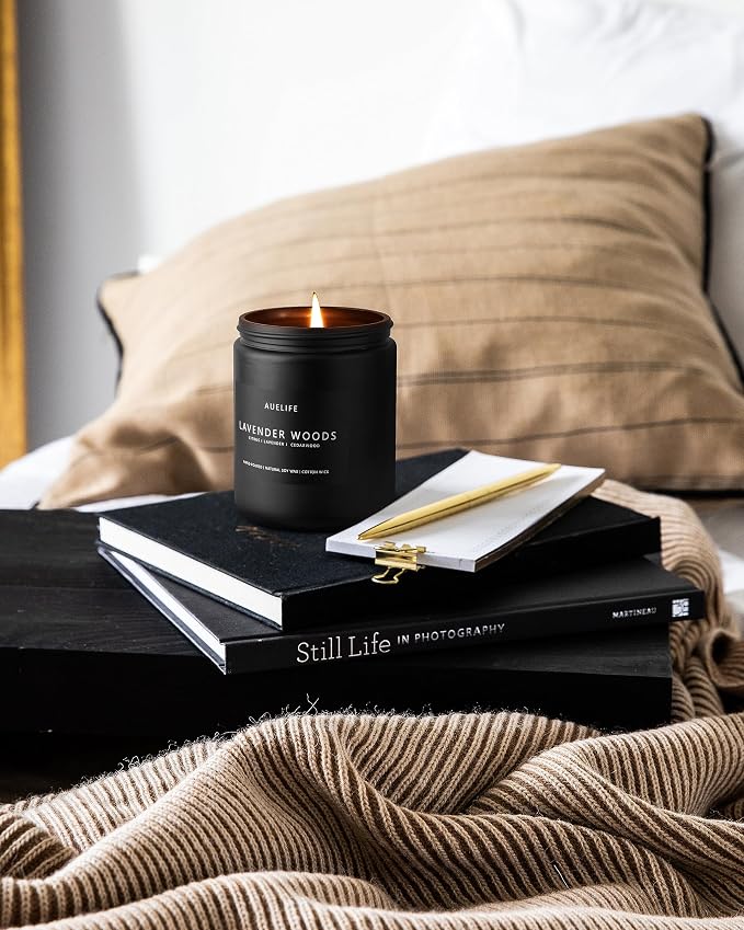Lavender & Wood Scented Candle, Candle for Men | Father Day Gift, Soy Wax, 50H Burn Time