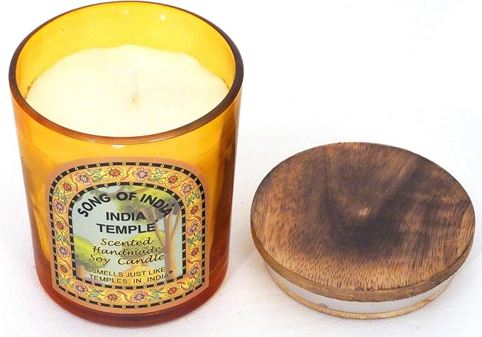 Song of India - Handmade Aromatherapy Soy Candle with Mango Wood Lid, India Temple Scent