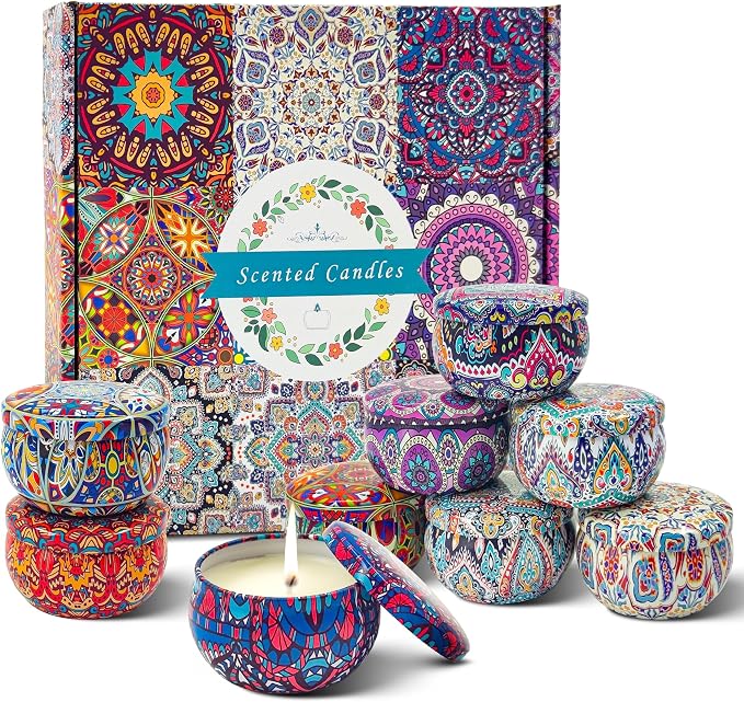Scented Candle Gift Set,9-Pack Aromatherapy Soy Candles,No Toxic Mini Tealights with Floral Scents for Stress Relief & Relaxation,Thanksgiving Hostess Gift for Women,Birthday & Mother's Day Present
