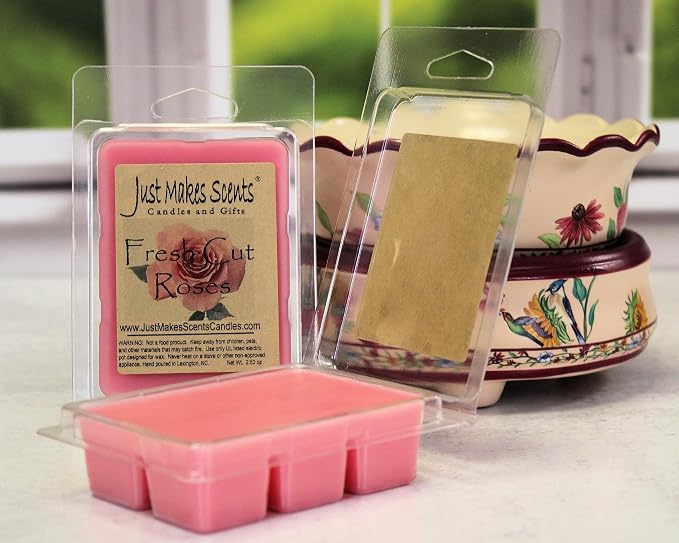 2 Pack - Fresh Cut Roses Scented Soy Wax Melts | Bold Fragrance Wax Cubes | Hand Poured in The USA by Just Makes Scents
