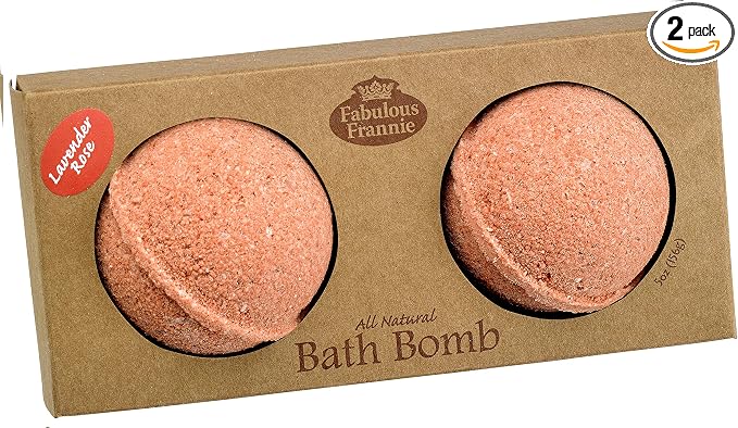 Fabulous Frannie Lavender Rose Natural, Handmade Bath Bomb Set, Pure Essential Oil, Coconut Oil, Witch Hazel, Ultra Plush Spa Fizzies to Moisturize Skin, 2.5oz (Pack of 2)