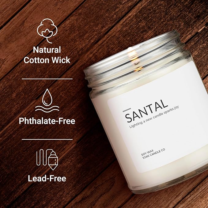 1OAK Santal Candle (Santal) - Soy Wax Scented Candle - Candles for Home Scented - Long Burning Candles Premium - Hand-Poured (7oz.)