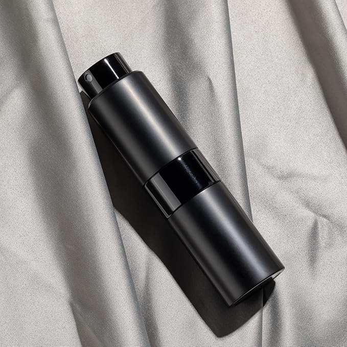 Cologne Travel Bottle 20ml - Large Size Perfume Atomizer Refillable for Men - Pocket Empty Fragrance Sprayer for Refill - 0.67oz Portable Twist Spray Sample Container for Purse Black