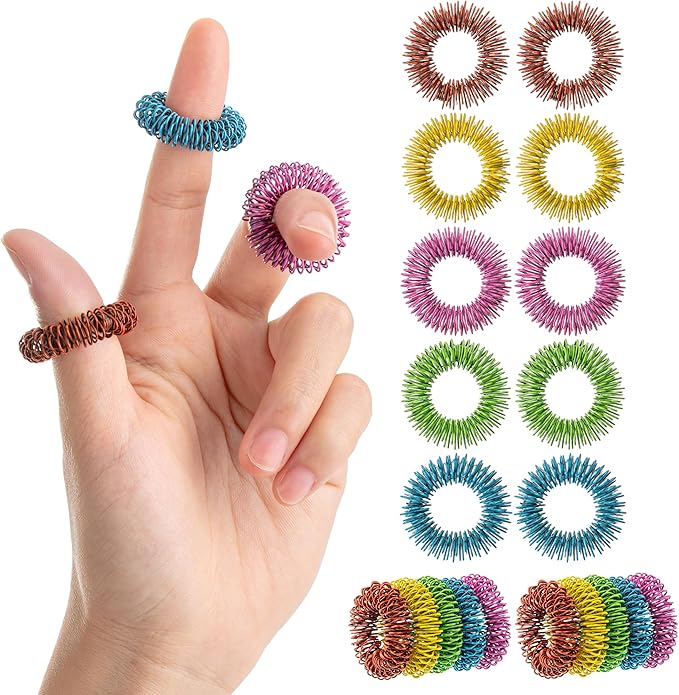 Mr. Pen- Spiky Sensory Rings, 10 Pack, Vibrant Color | Stress Relief Fidget Sensory Toys, Fidget Ring for Anxiety, Massager, Individuals with BFRB, ADHD and Attention Disorder
