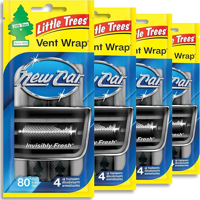 LITTLE TREES Car Air Freshener | Vent Wrap Provides Long Lasting Scent, Invisibly Fresh | New Car Scent, 16 Air Fresheners