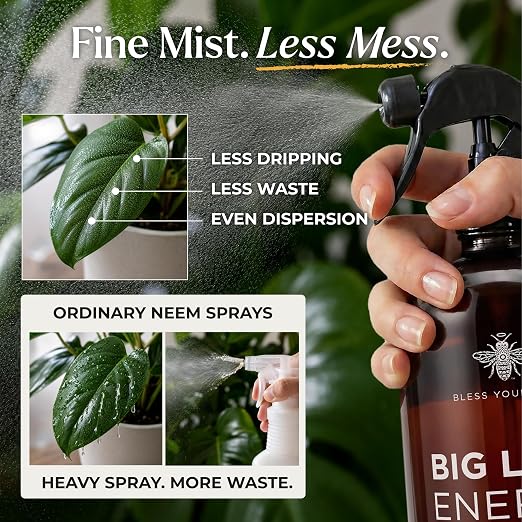 Neem Oil Spray for Plants – Big Leaf Energy + Essential Oils – Ready to Use Organic Plant Wash to Protect Outdoor & Indoor Plants, Made in USA (16 fl oz)