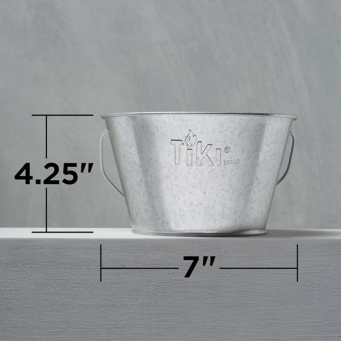 TIKI Citronella Candle 28-Ounce – Triple Wick Metal Bucket with Lid (Silver) – Long-Lasting Outdoor Candle for Patio, Deck, Garden, Backyard & Camping (Pack of 6)