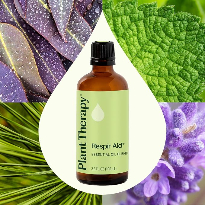 Plant Therapy Respir Aid Essential Oil Blend 100 mL (3.3 oz) Sinus, Airway and Congestion Clearing Synergy Blend 100% Pure, Undiluted, Natural Aromatherapy, Therapeutic Grade
