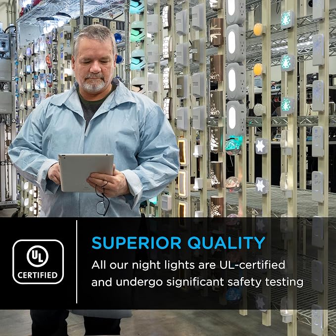 Lights by Night Plug in LED Night Light, Nightlight Plug into Wall, Dusk to Dawn Sensor, Warm White, Bedroom, Bathroom, Nursery, Hallway, Kitchen, UL Safety Listed, 11375