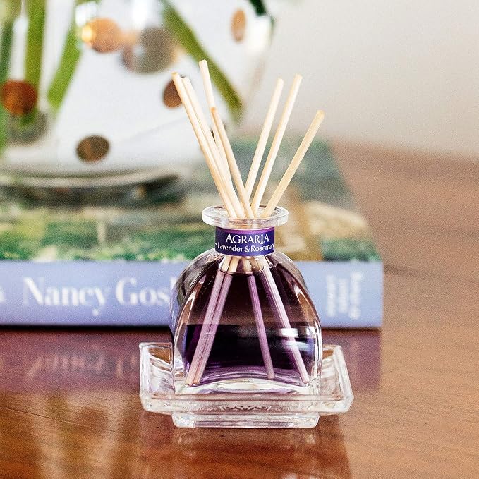 AGRARIA PetiteEssence Flower and Reed Diffuser Set, Hand Crafted Sola Flower Botanical Home Fragrance Gift Set