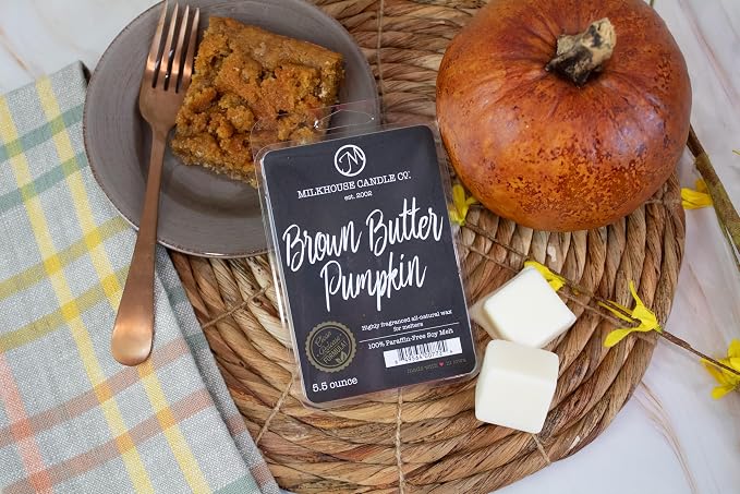 Milkhouse Candle Company Brown Butter Pumpkin Soy Wax Melts - Pumpkin Puree | Toasted Spices | Vanilla Cream Scented - 5.5 oz, Hand-Poured, Made in the USA