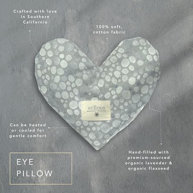 Stillnus Weighted Heart Eye Pillow with Organic Lavender & Flaxseed – Relaxation Gift for Women, Meditation Tool, Mindful Rest, Cooling Eye Mask, Wellness Self-Care Kit
