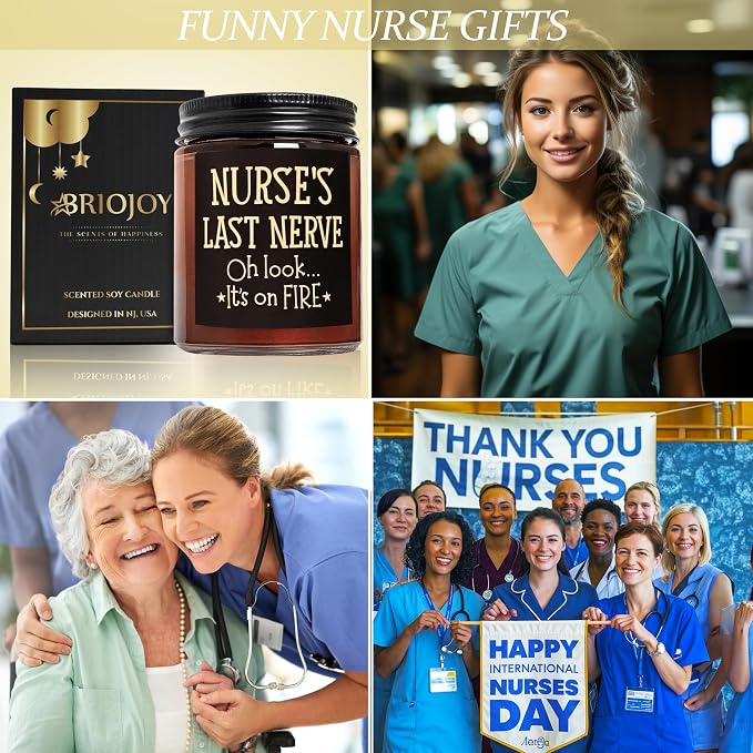 Funny Gifts for Nurse Women Men - Nurse's Last Nerve Relaxing Soy Candle for Her Mom Sister - Birthday Mothers Day RN Graduation Nurse Week Appreciation Thank You Gift for Friend Coworker Boss