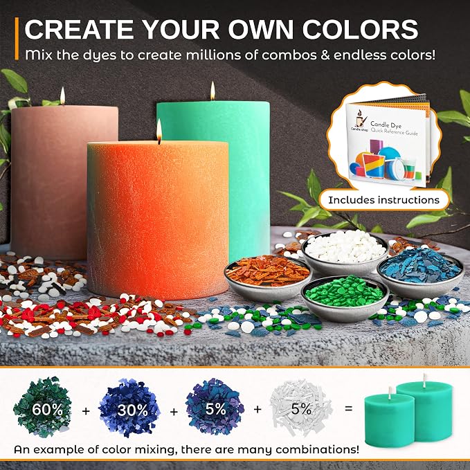 Candle Dye for Soy Wax – 16 Colors Candle Wax Dye for Candle Making - Highly Concentrated Candle Color Dyes for Soy Wax - Premium Candle Wax Color Dye - Candle Dye Chips