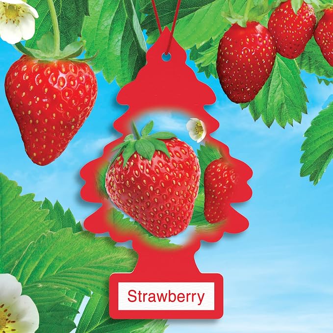 LITTLE TREES Car Air Freshener I Hanging Tree Provides Long Lasting Scent for Auto or Home I Strawberry, 6-Packs (4 Count)