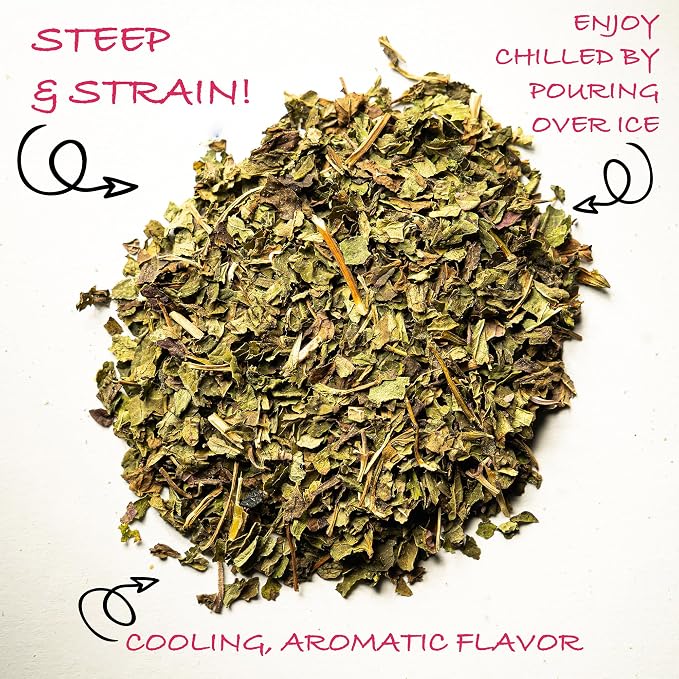 Worldwide Botanicals Organic Peppermint Loose Leaf Tea, 4 oz - Pacific Northwest Organic Cultivation, Highly Aromatic Digestive Tea, Antioxidant, Caffeine Free