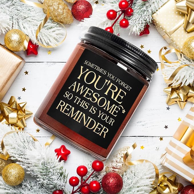 Inspirational Candles for Women Men - Unique Birthday, Appreciation, Relaxation - Gift for Her Him Sister Son Daughter Best Friend Coworker - Mahogany Teakwood Scented Soy Candle for Home