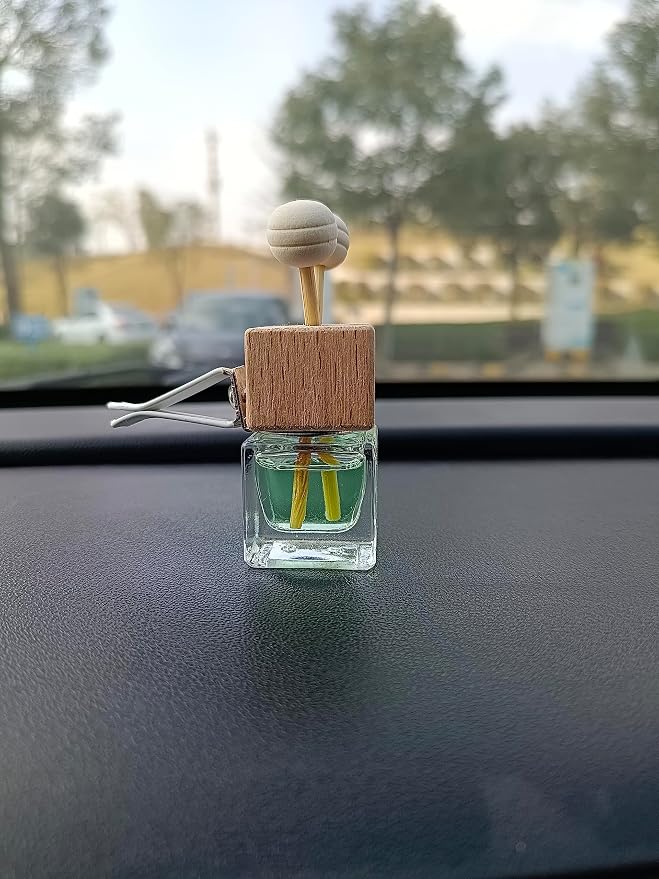 6Packs 8ml Empty Car Air Freshener Vent Clip, Clear Glass Essential Oil Diffuser Outlet Auto Perfume Aromatherapy Bottle Vials Fragrance Ornament Decor (6Packs)