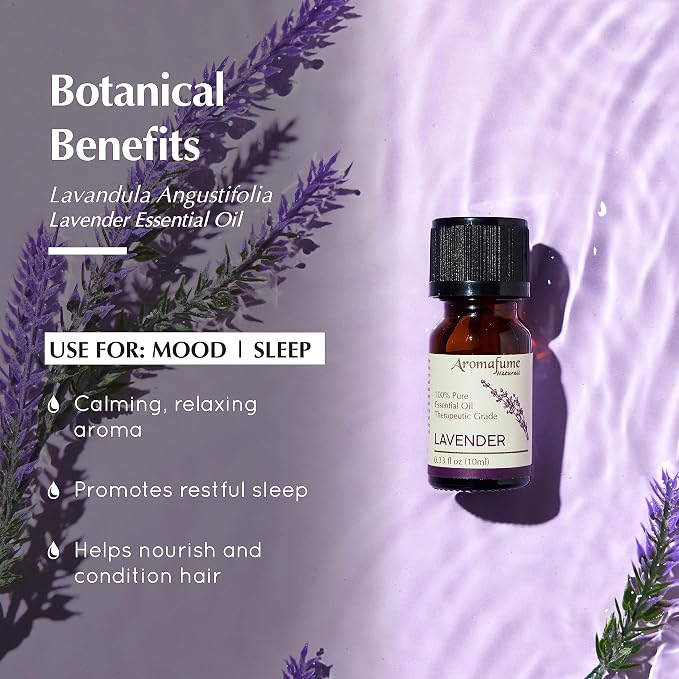 AROMAFUME Lavender Essential Oil - 100% Natural, Therapeutic Grade Essential Oil - Aromatherapy Oil for Diffusers, Gifts for Her - 10ml