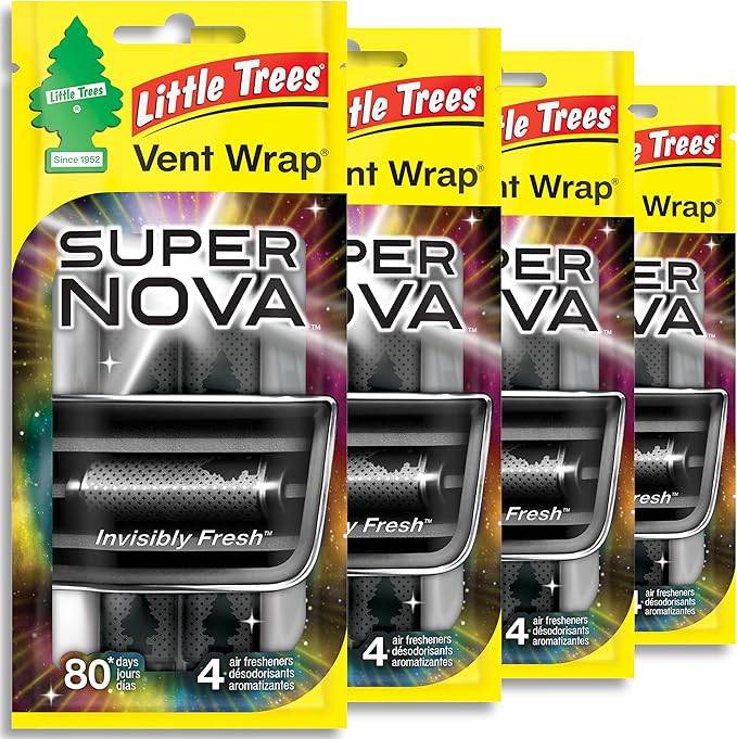 LITTLE TREES Car Air Freshener | Vent Wrap Provides Long Lasting Scent, Invisibly Fresh | 16 Air Fresheners | Supernova
