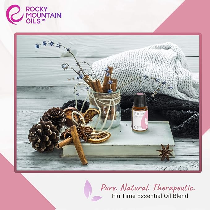 Rocky Mountain Oils Flu Time Essential Oil Blend with Essential Oils - Aromatherapy Oils for Topical Use - Therapeutic Grade Essential Oils - 15ml