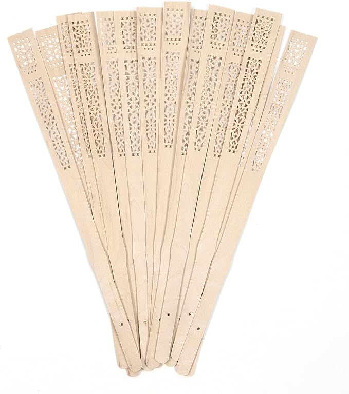 Hosley Diffuser Farmhouse Reed Sticks Set of 4, Hand Carved Fan Shape, 12.5" High for Home Decor, Elegant Bathroom Decor & Accessories, Aromatherapy Enhancement, Rustic Ambiance