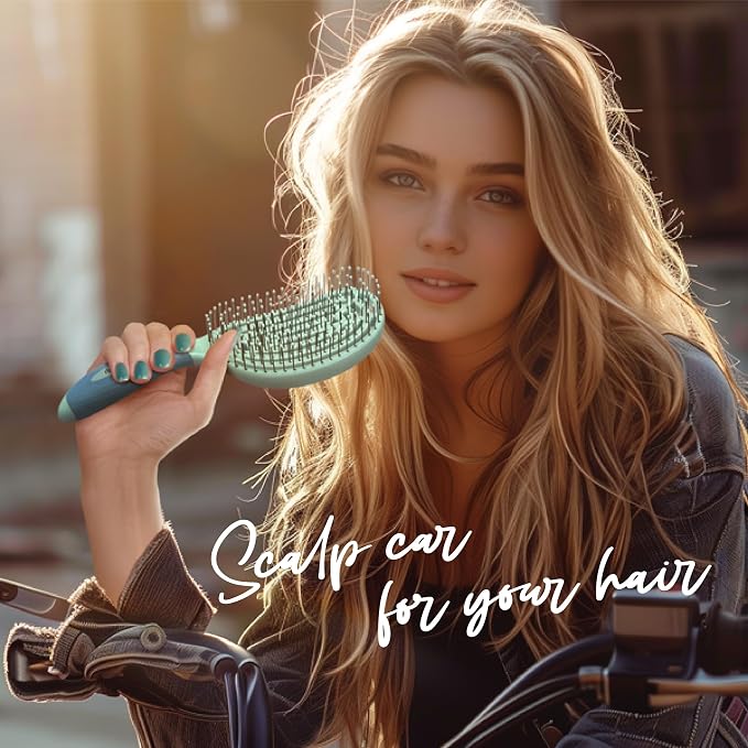 NuWay® C Brush® Scalp Care Detangling Hair Brush – Gentle Scalp Massage & Easy Detangling for Wet or Dry Hair, Everyday Hairbrush for Healthy Looking Hair (Classic Green)