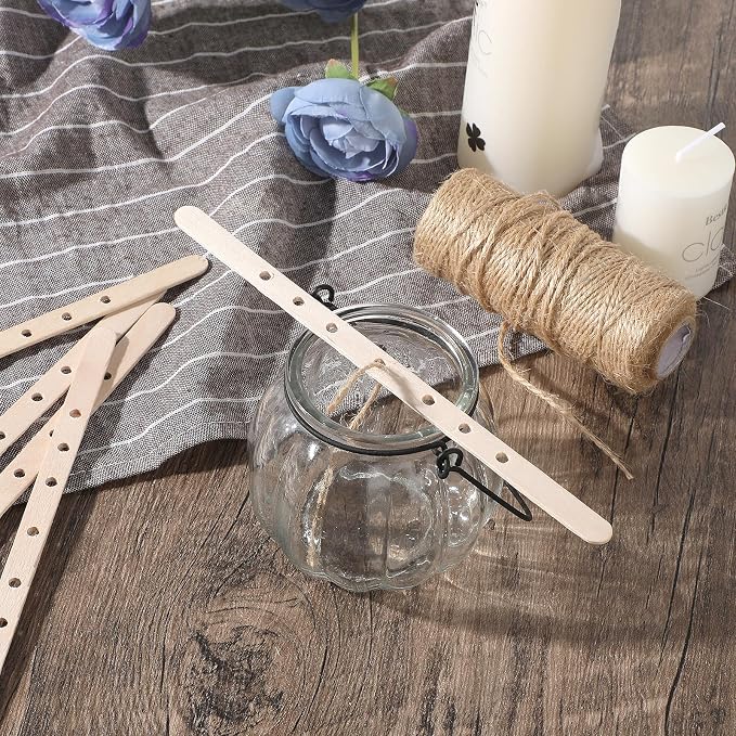 Gjinxi Wooden Candle Wick Holders 50 Pcs Multiwick Centering Device Holders Supplies Crafting Making Candle Wicks Bars Wax Stick Clips Center Tool for DIY Material Package Mold