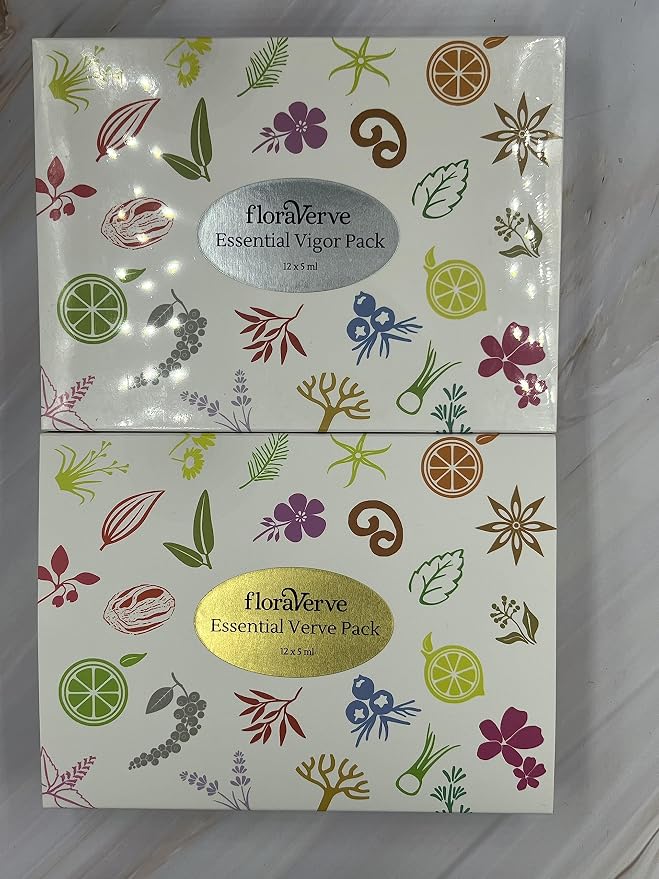 floraVerve Essential Verve & Vigor Pack, Aromatherapy Essential Oils Starter Kit 24 X 5mL, 100% Pure & Natural