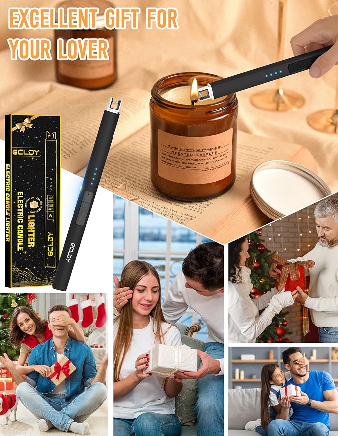 Electric Candle Lighter, Gifts for Her/Him, USB Arc Rechargeable Windproof Long Lighter for Candle, Best Stocking Stuffers 2025, Birthday Gift for Women Men Mom Wife Sister,Gift for Sister