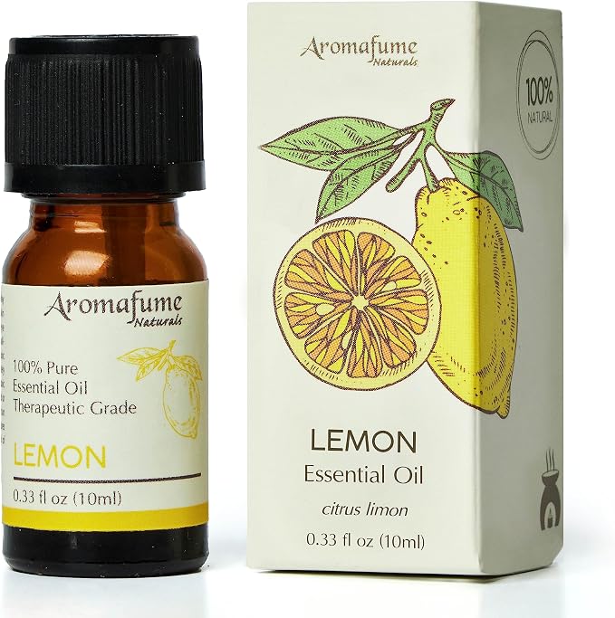 AROMAFUME Lemon Essential Oil - 100% Natural, Therapeutic Grade Essential Oils - Pure, Bright Aromatherapy Oil for Home Diffusers - Gifts for Her - 10ml