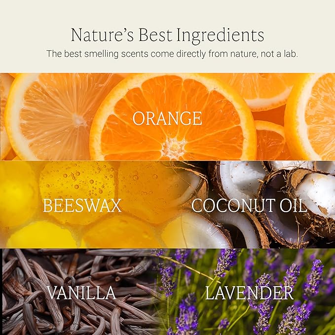 Fontana Candle Co Wood Wick Beeswax Jar Candle, Lavender Vanilla Tangerine – Made Safe with Coconut Oil & Pure Essential Oils – 35+ Hrs Clean Burn, Long Lasting and Non-Toxic Candles for Home & Room