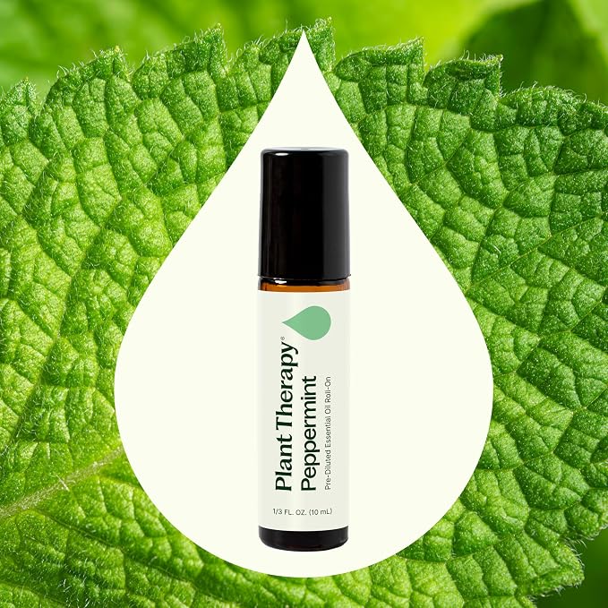Plant Therapy Peppermint Essential Oil, 10 mL (1/3 oz), Pre-Diluted Roll-On for On-The-Go Convenience, Fresh Peppermint Scent, Great for Cooling, Easing Tension, and Uplifting Your Mood