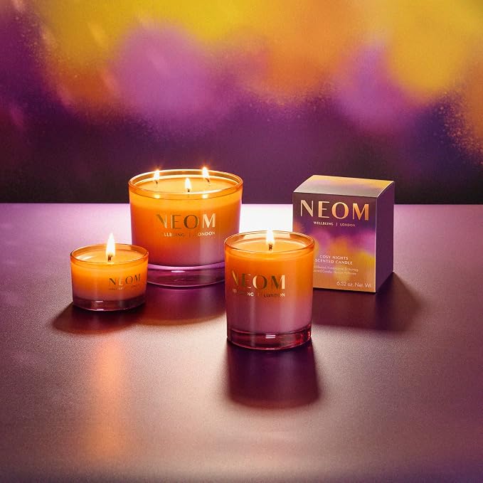 NEOM Cosy Nights Candle Travel Size | Sandalwood, Frankincense & Nutmeg I 100% Naturally derived Wax I 100% Natural fragrances I Relaxing
