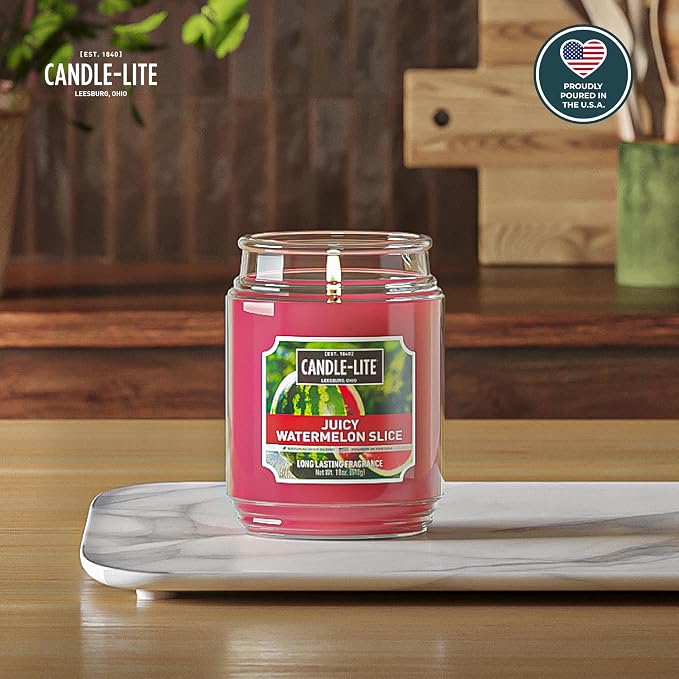 Candle-lite Scented Candles, Juicy Watermelon Slice, 18 oz Jar, Proudly Poured in The USA, Aromatherapy Candle, Single-Wick with 110 Hours of Burn Time, Perfect for Creating a Refreshing Ambiance