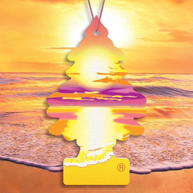 LITTLE TREES Car Air Freshener | Hanging Tree Provides Long Lasting Scent for Auto and Home | 24 Air Fresheners |Sunset Beach