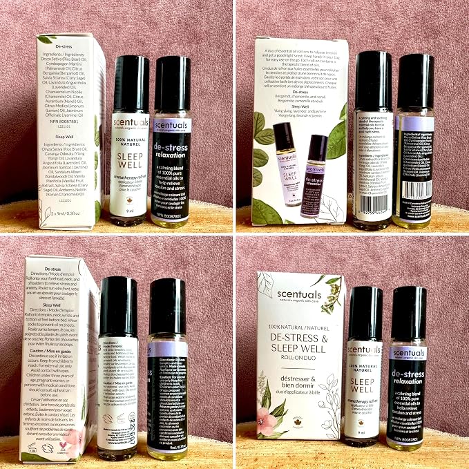 Essential Oil Blend Roll On Set of 2, 100% Pure Natural, Helps to Induce Relaxation and Calmness, Aromatherapy for Busy Men & Women. 9 ml x 2 | 0.3 oz x 2