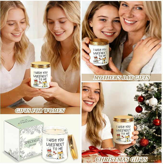 Birthday Gifts for Women, Christmas Anniversary Valentine's Day Wedding Gift for Her, Romantic Present for Girlfriend, Mom, Sisters, Wife, Daughter, Friend, Funny Lavender Scented Candle - White