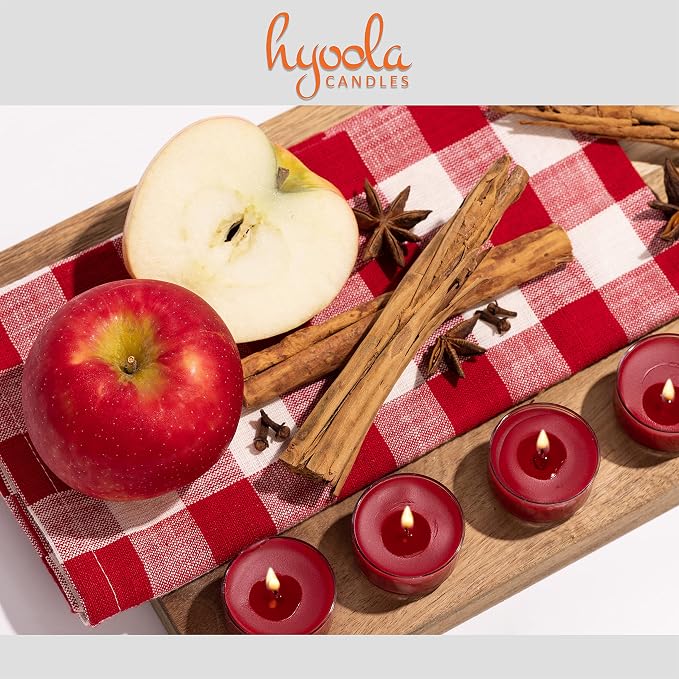 HYOOLA Scented Tealight Candles - Clear Cup - Baked Apple Tealight Candles Scented - 6 Hour Burn Time - 15 Pack - European Made