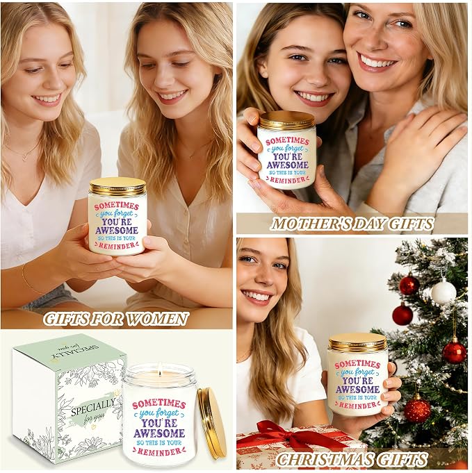 Birthday Gifts for Women, Christmas Thank You Encouragement Gifts for Daughter Wife Sister Mom Friend, Inspirational Office Gift for Coworker Employees, Funny Lavender Scented Candle - White