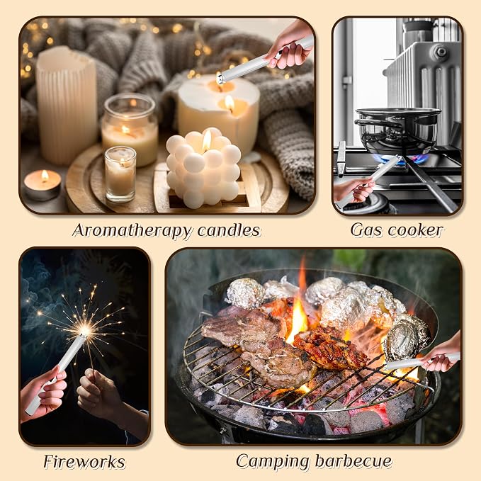 2 PCS Candle Lighter,Windproof Flameless Electric Lighter with LED Power Display ＆ Safety Switch, Upgraded Plasma USB Rechargeable Lighters for Birthday Camping BBQ (Silvery)