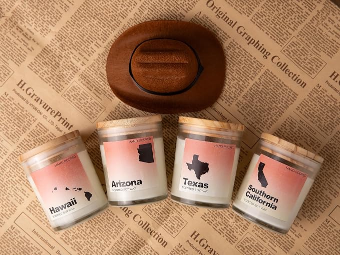 Texas Gifts, Texas Themed & Souvenirs Gifts, Home Sick Sandalwood Scented Candle, Natural Soy Wax & Natural Essential Oils