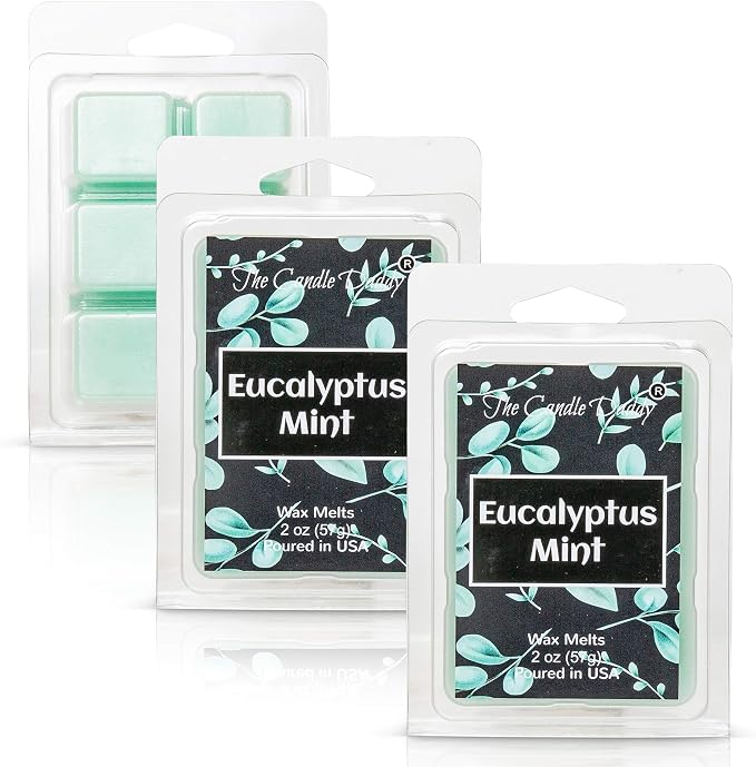 Eucalyptus Mint Wax Melts - 6-Pack/2oz Highly Scented Paraffin & Soy Blend Cubes - Refreshing Aromatherapy for Home & Office -Long-Lasting Fragrance for All Warmers -Hand-Poured in Greenfield, Indiana