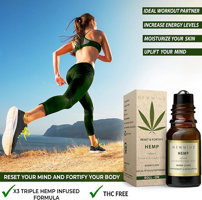 Migraine Headache Roll On Stick Hemp Peppermint Eucalyptus Clove Arnica Essential Oils Aromatherapy for Eaze Head Destress Gifts for Women Men