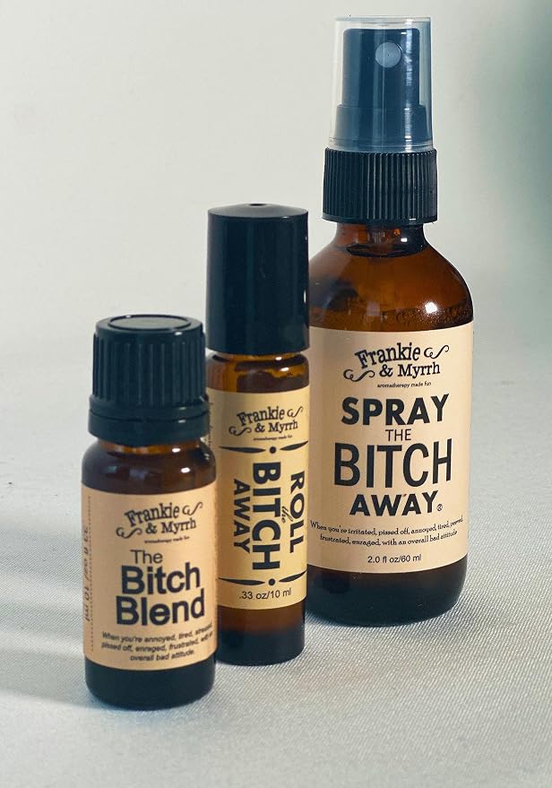 Frankie & Myrrh | The Bitch Kit Trio | Aromatherapy Spray, Roll-on and Blend for Irritability | Bergamot, Geranium, Lavender, Frankincense Essential Oils | Natural Perfume