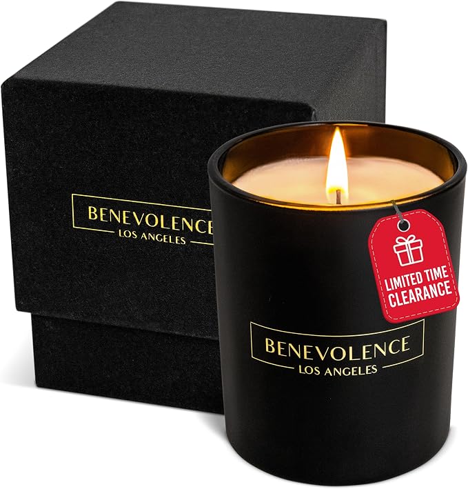 Benevolence LA Rose & Sandalwood Scented Candle – Long-Lasting, Clean-Burning – Luxury Natural Soy Candle for Home – Aromatherapy & Room Decor – 6oz