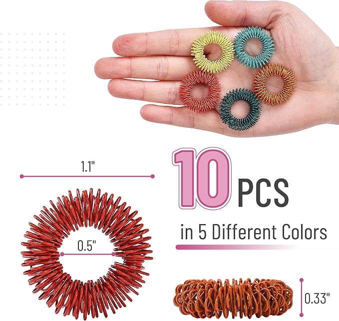 Mr. Pen- Spiky Sensory Rings, 10 Pack, Colorful | Stress Relief Fidget Sensory Toys, Fidget Ring for Anxiety, Massager, Individuals with BFRB, ADHD and Attention Disorder